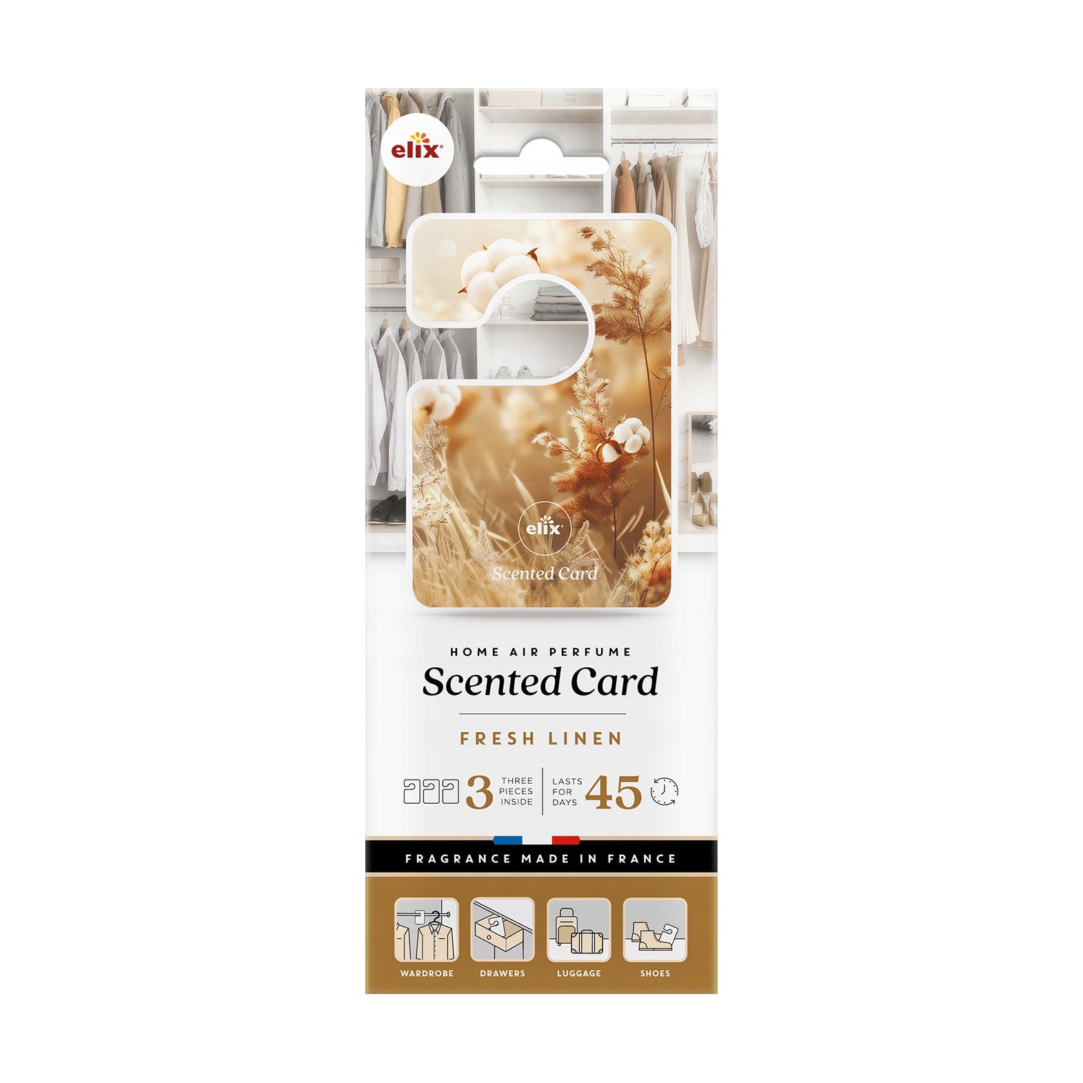 Ароматична картка для гардеробу Elix Scented Card Fresh Linen, 3 шт